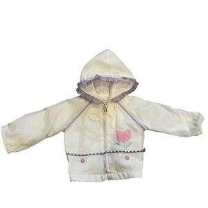 Vintage tiny tots originals baby girl windbreaking jacket white purple pink 6-9